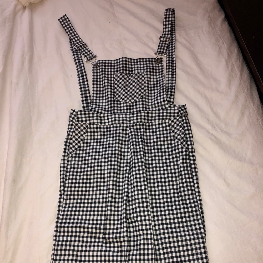 Gingham full pant overalls
